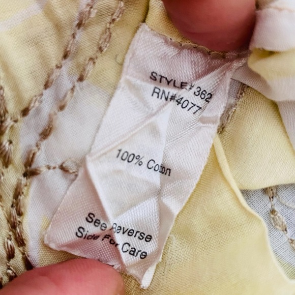 CAbi Check Embroidered Flower Button Notch Blouse - Picture 4 of 5